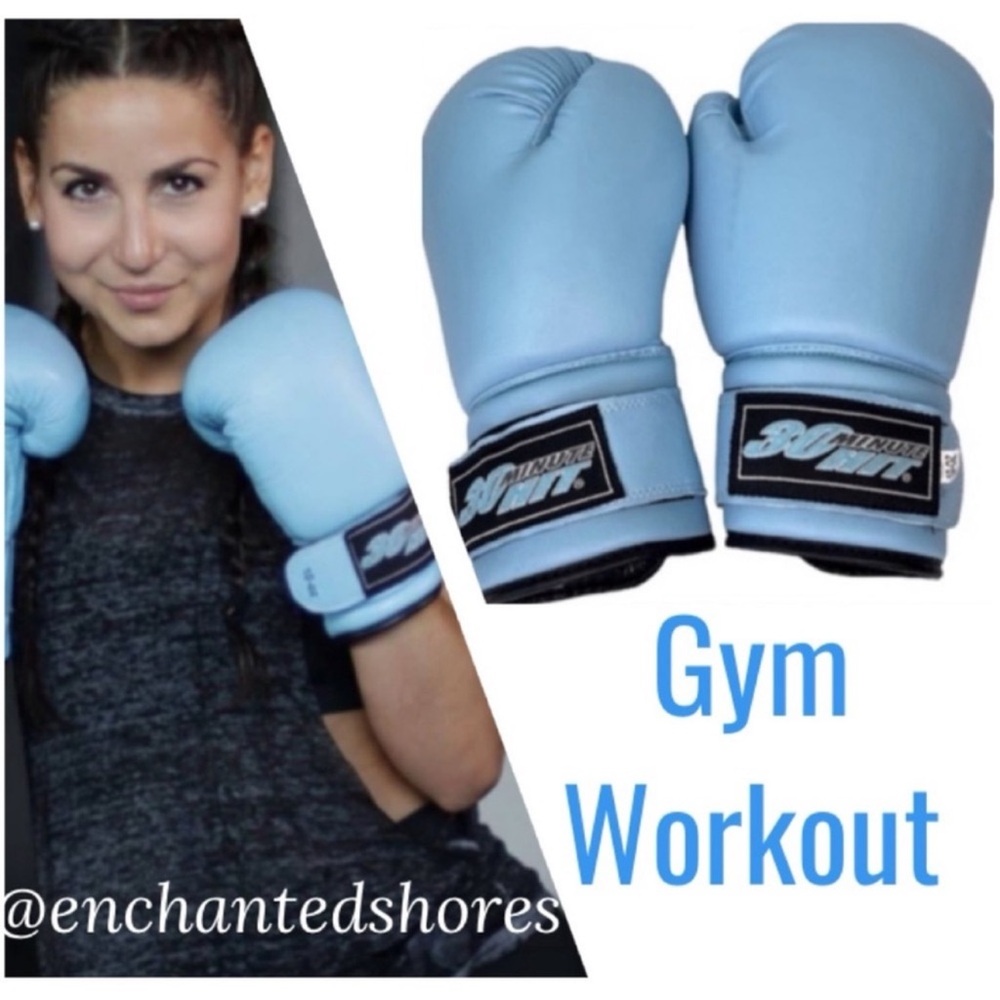 Boxing Gloves Womens Pastel Blue Athletic Training Gym Workout Health Fitness